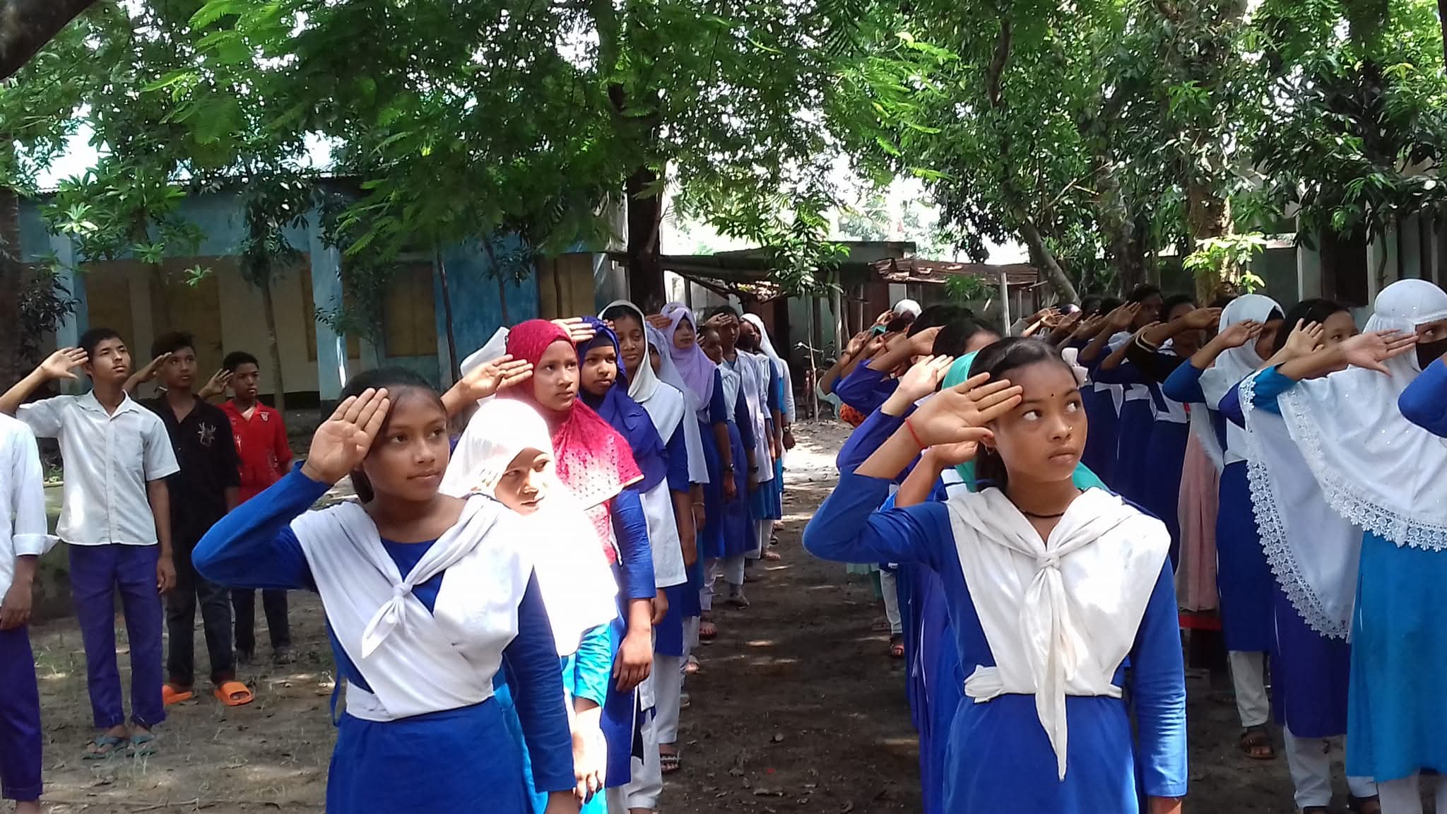 কল্যাণী উচচ বিদ্যালয়।নিয়মিত সমাবেশ। 